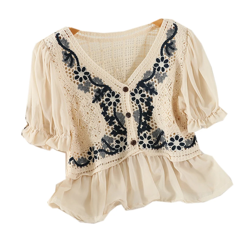 Boho Vintage Blouse Floral Embroidery Hollow Out Crochet Crop Top Summer Short Sleeve Shirt Womens Tops And Blouses Chic Blusa
Boho Vintage Blouse Floral Embroidery Hollow Out Crochet Crop Top Summer Short Sleeve Shirt Womens Tops And Blouses Chic Blusa