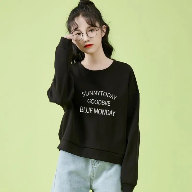 EleeMee 2021 New Arrival Hoodies For Women Long Sleeve O-Neck Letter Print Thin Short Female Top Spring/Autumn Sweatshirt
EleeMee 2021 New Arrival Hoodies For Women Long Sleeve O-Neck Letter Print Thin Short Female Top Spring/Autumn Sweatshirt