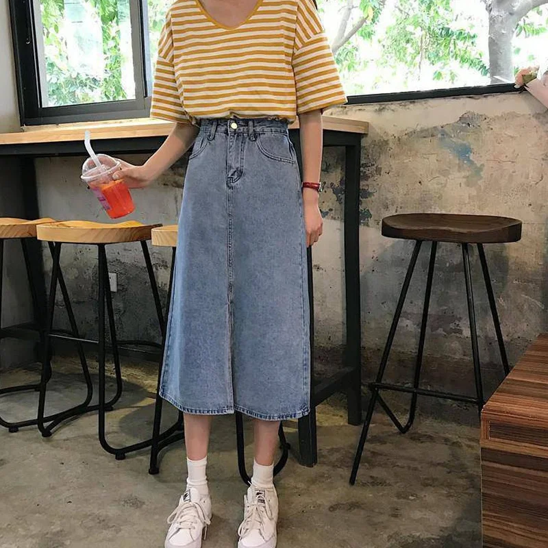 Skirts Women Elegant Design Fashion A-line All-match Blue Casual High Waist Simple Vintage Harajuku Streetwear Chic Medium-long
Skirts Women Elegant Design Fashion A-line All-match Blue Casual High Waist Simple Vintage Harajuku Streetwear Chic Medium-long