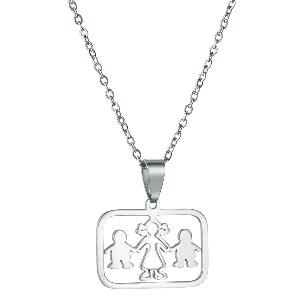 Family of Three Mom Son Daughter Necklace Stainless Steel Silvery Single Mother Kids Love Chain Necklaces For Women Men Gift
Family of Three Mom Son Daughter Necklace Stainless Steel Silvery Single Mother Kids Love Chain Necklaces For Women Men Gift