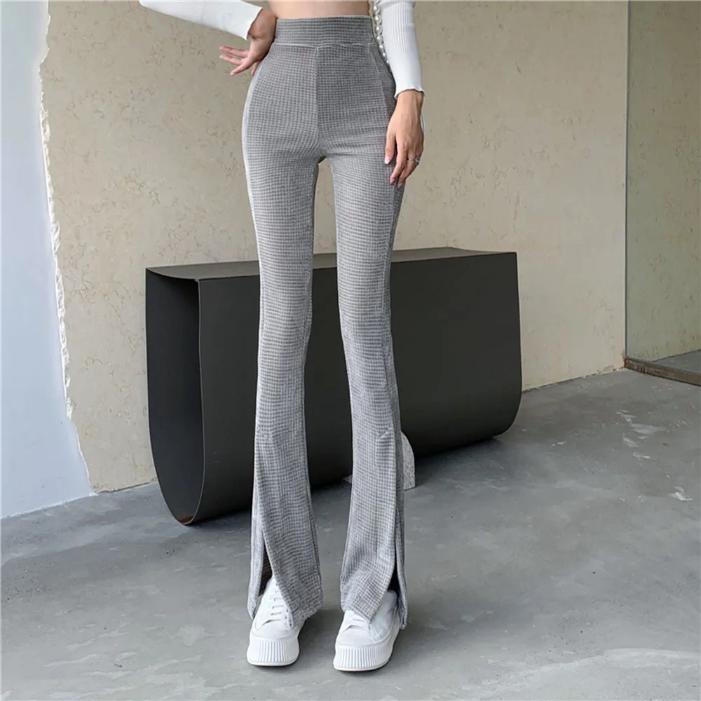 Pants & Capris Black Tight High Waist Front Slit Flared Pant Women Retro Temperament Wild Casual Black Grey
Pants & Capris Black Tight High Waist Front Slit Flared Pant Women Retro Temperament Wild Casual Black Grey