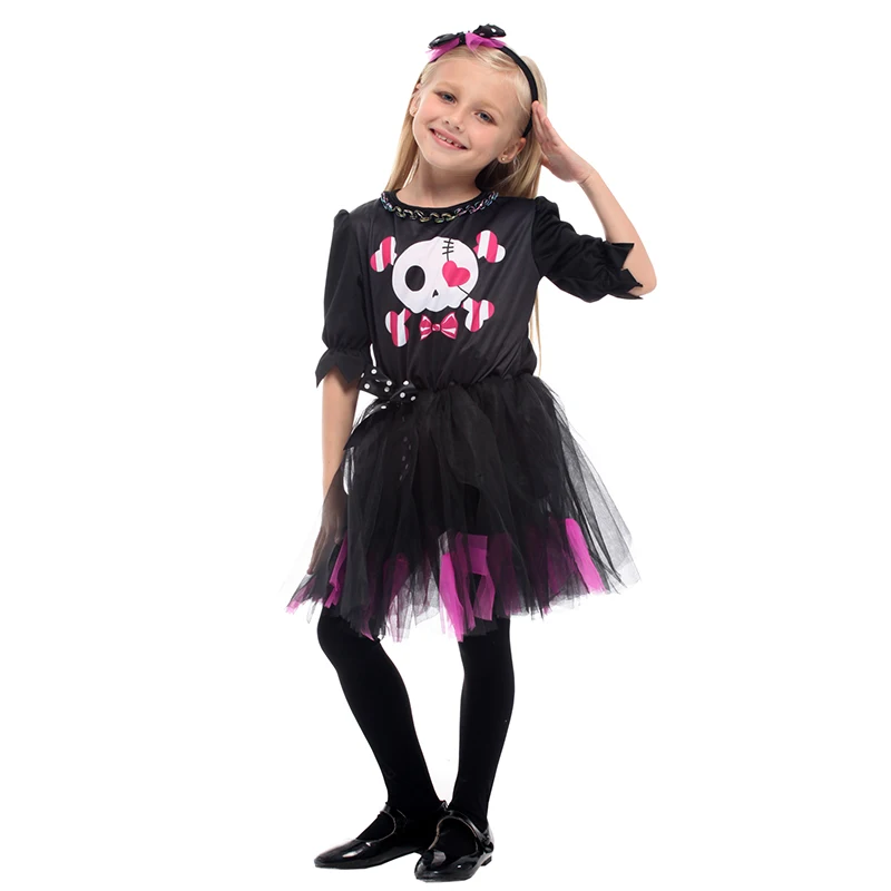 New Halloween Costumes for Girls Sweet Skull Dress Costume Black Color Kids Cosplay Cloth 
New Halloween Costumes for Girls Sweet Skull Dress Costume Black Color Kids Cosplay Cloth