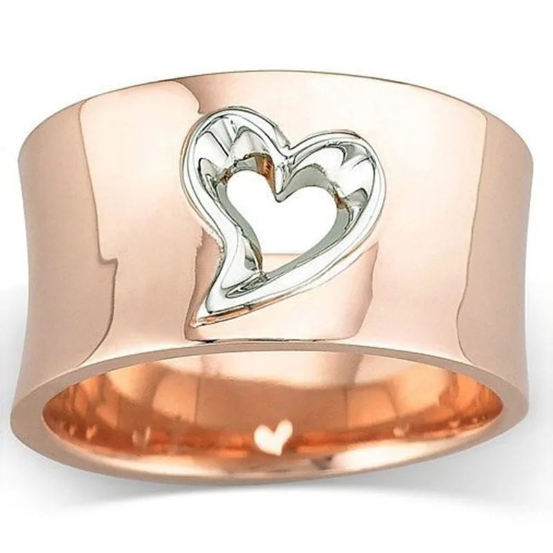 Popular Rose Gold Sliver Two-tone Hollow Heart Rings For Women Fashion Jewelry Bridal Promise Wedding Ring
Popular Rose Gold Sliver Two-tone Hollow Heart Rings For Women Fashion Jewelry Bridal Promise Wedding Ring