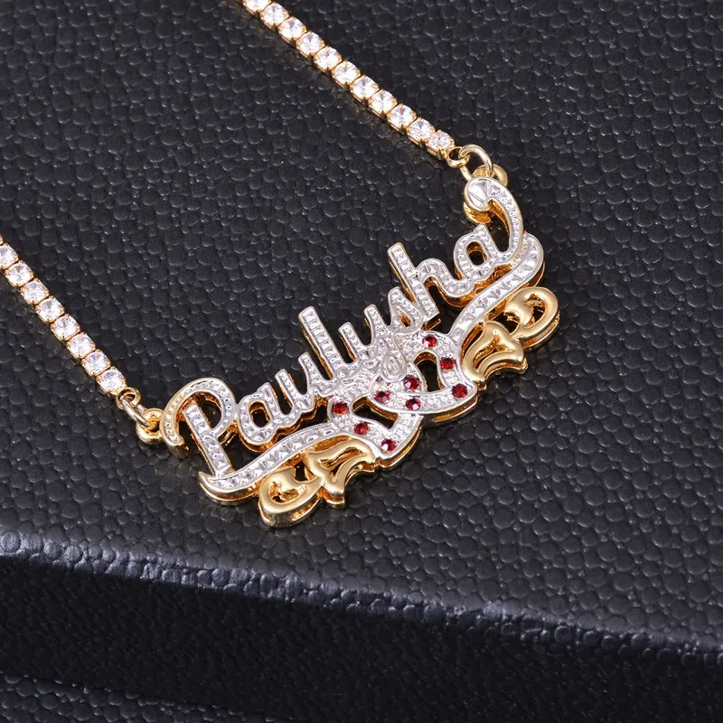 Customized Double Layer Two-color Electroplating Necklace Heart Female Custom Name Letter Alloy Pattern-making Pendant Necklaces
Customized Double Layer Two-color Electroplating Necklace Heart Female Custom Name Letter Alloy Pattern-making Pendant Necklaces