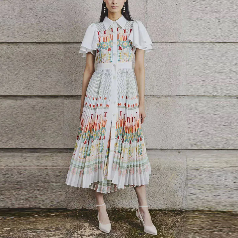 Fashion Runway 2022 Spring Summer Dress Women New Design Single Breasted Flowers Printed Pleated Dresses Flying sleeve
Fashion Runway 2022 Spring Summer Dress Women New Design Single Breasted Flowers Printed Pleated Dresses Flying sleeve