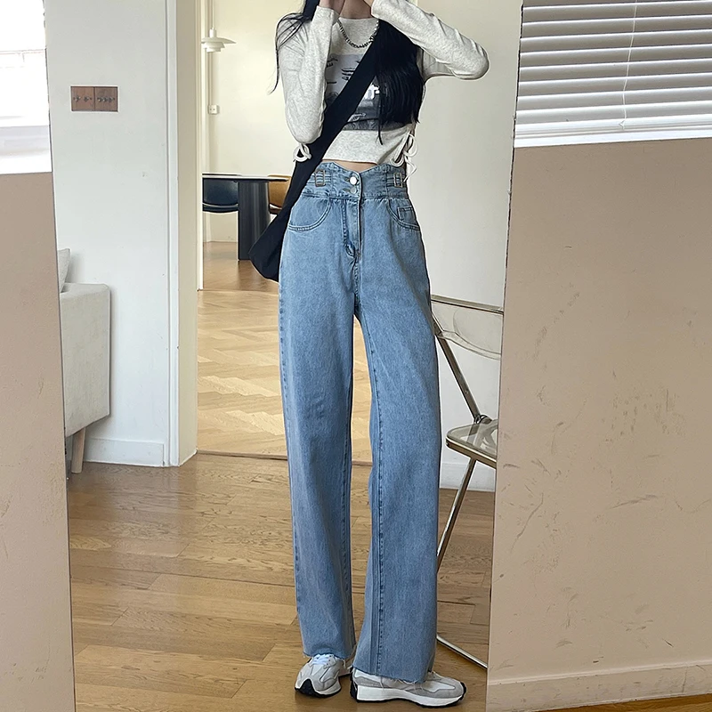 DD0434 New style high waist slimming irregular wide leg pants mopping pants jeans
DD0434 New style high waist slimming irregular wide leg pants mopping pants jeans