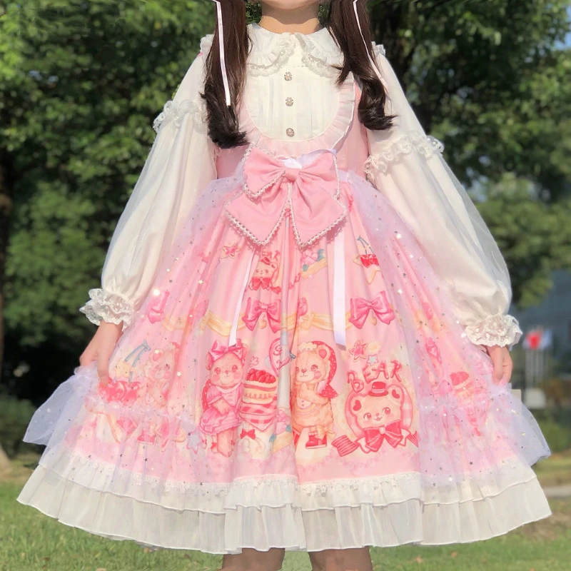 Платье принцессы Лолиты с принтом медведя клубники торта Jsk платье на бретелях винтажное викторианское готическое детское Кукольное для же...
Платье принцессы Лолиты с принтом медведя клубники торта Jsk платье на бретелях винтажное викторианское готическое детское Кукольное для же...