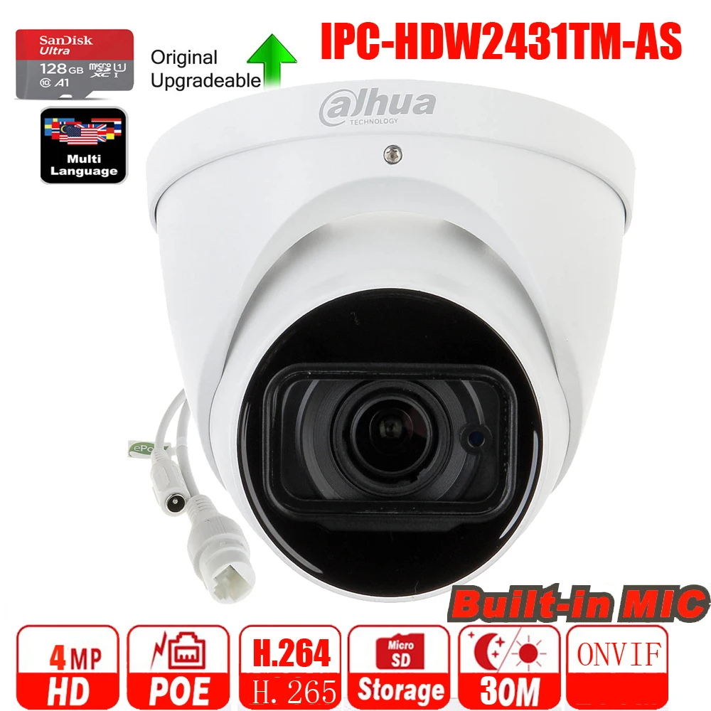 mutil language Dahua IPC-HDW2431TM-AS 4MP POE Built in MiC H.265 IP67 IR 30M IVS Starlight Camera support upgrade firmware
mutil language Dahua IPC-HDW2431TM-AS 4MP POE Built in MiC H.265 IP67 IR 30M IVS Starlight Camera support upgrade firmware