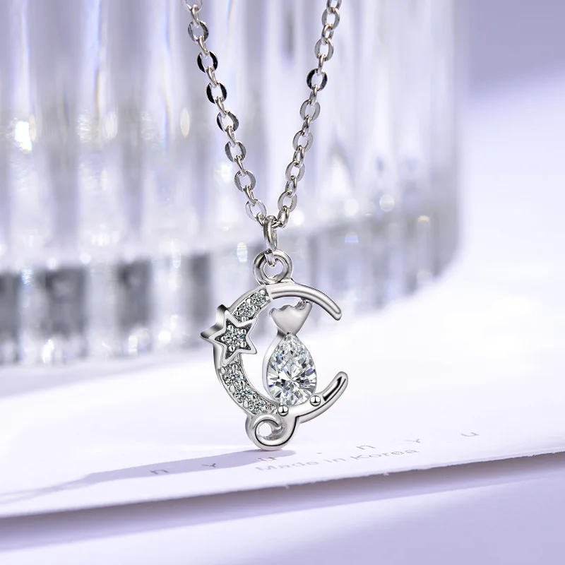 Fashion Zircon Moon Cat Pendant Women's Necklace Clavicle Chain Cute Animal Pendant Anniversary Girlfriend Birthday Gift
Fashion Zircon Moon Cat Pendant Women's Necklace Clavicle Chain Cute Animal Pendant Anniversary Girlfriend Birthday Gift