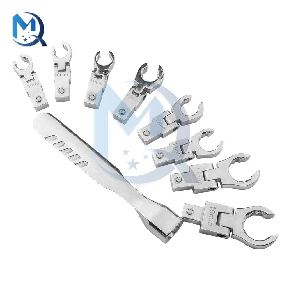 9Pcs/set Portable Metric Ratchet 180° Rotating Gear Wrench Tool Set Head Interchangeable Flexible Torque Spanner | Электронные