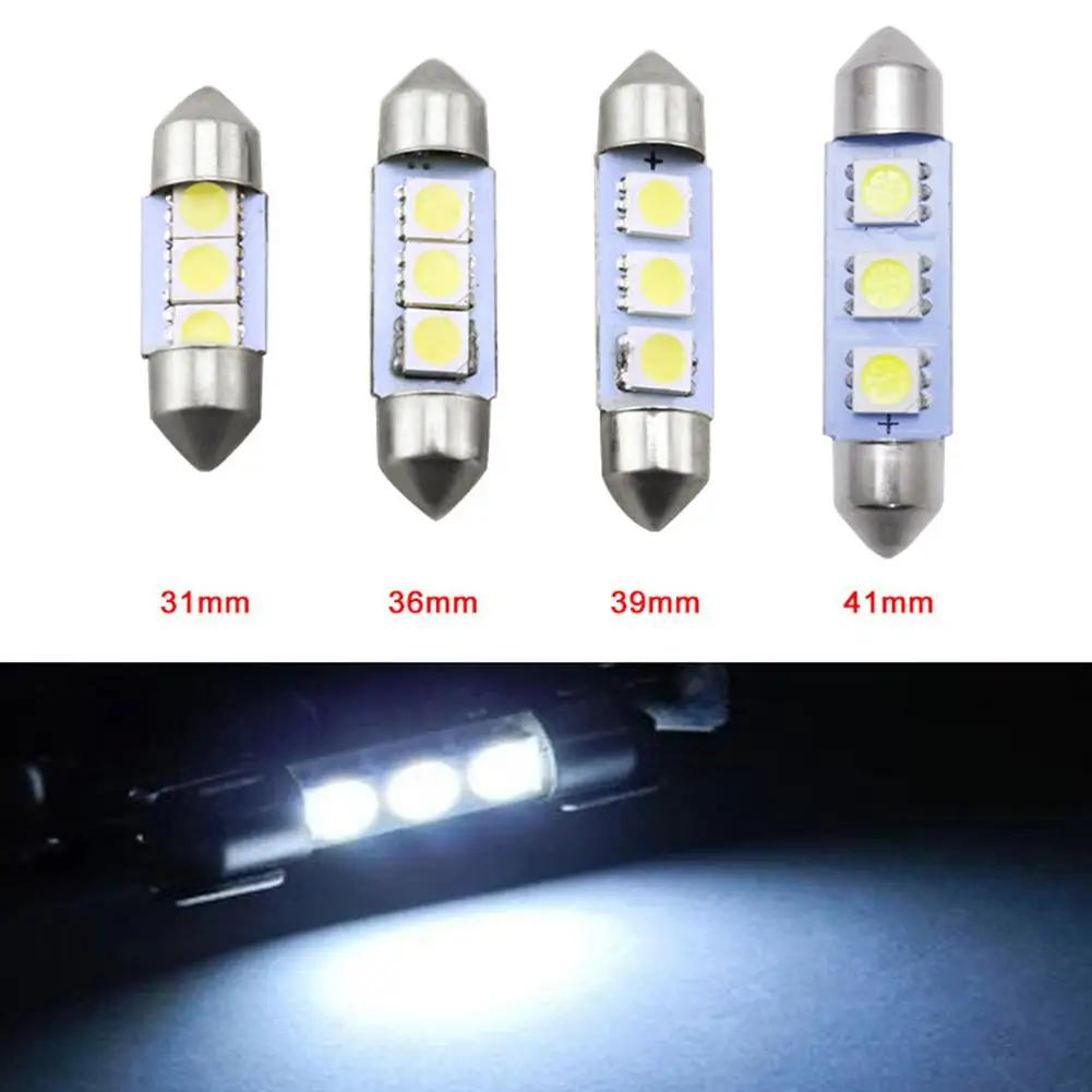 White Car Auto 31mm 36mm 39mm 41mm 5050 Chip 3-SMD Reading Lights Festoon Dome LED Light Bulbs
White Car Auto 31mm 36mm 39mm 41mm 5050 Chip 3-SMD Reading Lights Festoon Dome LED Light Bulbs