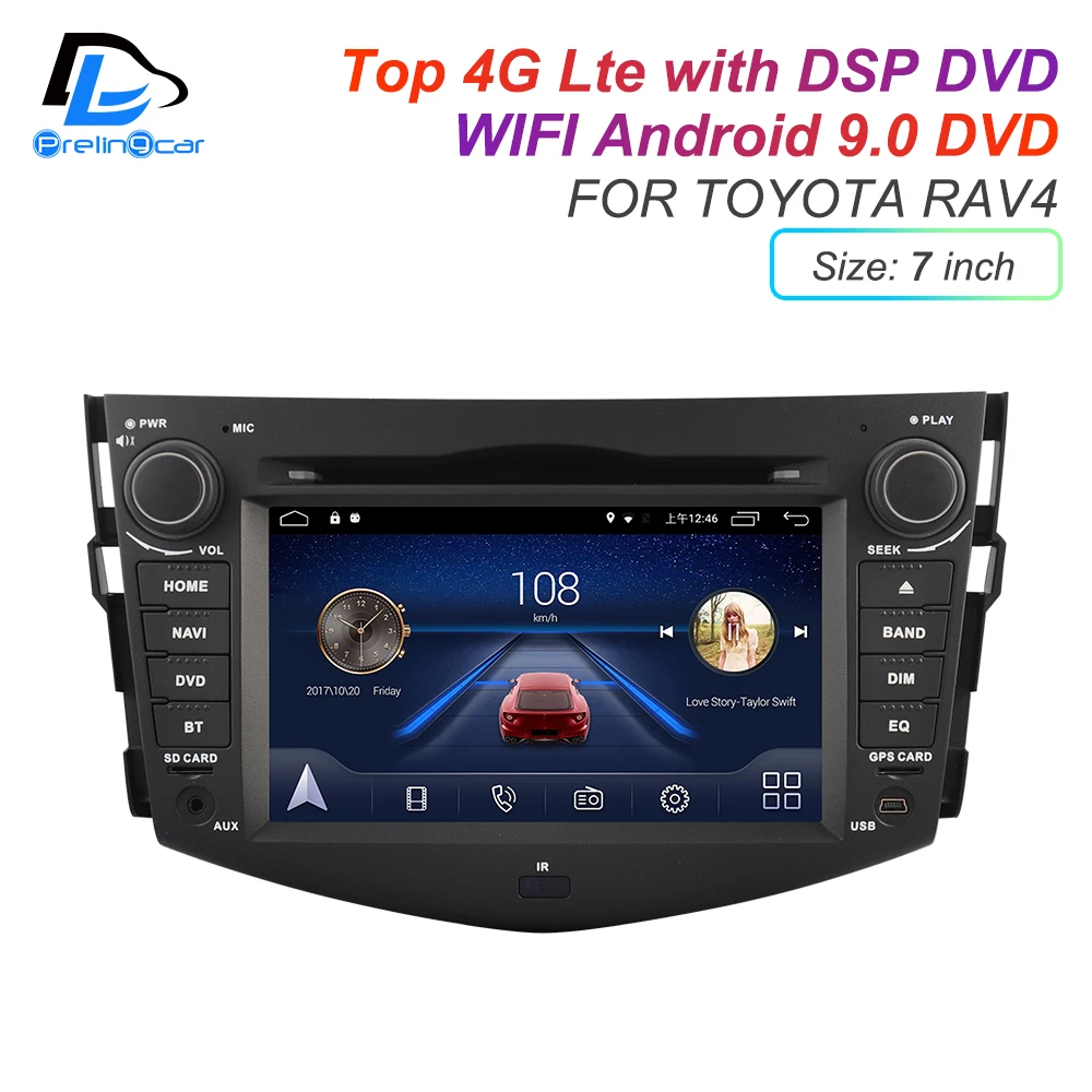 Android 9 0 DSP сабвуфер 4G Lte мультимедийный dvd плеер для TOYOTA RAV4 2013 года подголовник