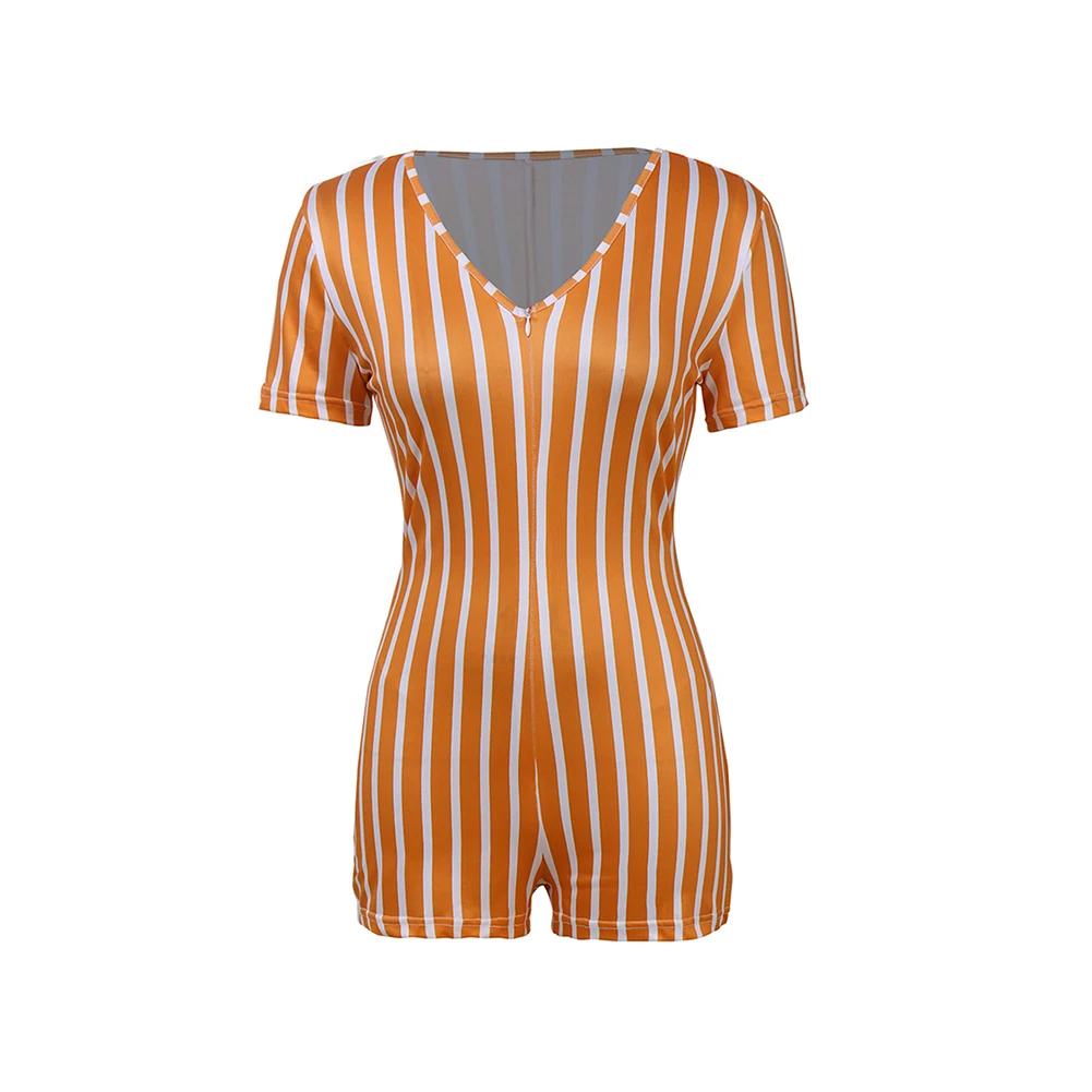 A Women Playsuit Summer Zipper V-neck Bodycon Jumpsuit Striped Romper Short Sleeve Jumpsuit Short Rompers
A Women Playsuit Summer Zipper V-neck Bodycon Jumpsuit Striped Romper Short Sleeve Jumpsuit Short Rompers