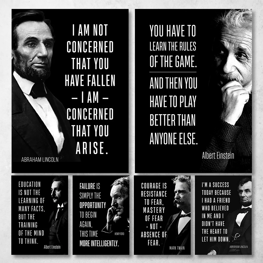 Motivational Phrases Poster Print Inspiring Words Wall Art Einstein Mark Twain Canvas Painting Office Decor Home Decoration
Motivational Phrases Poster Print Inspiring Words Wall Art Einstein Mark Twain Canvas Painting Office Decor Home Decoration
