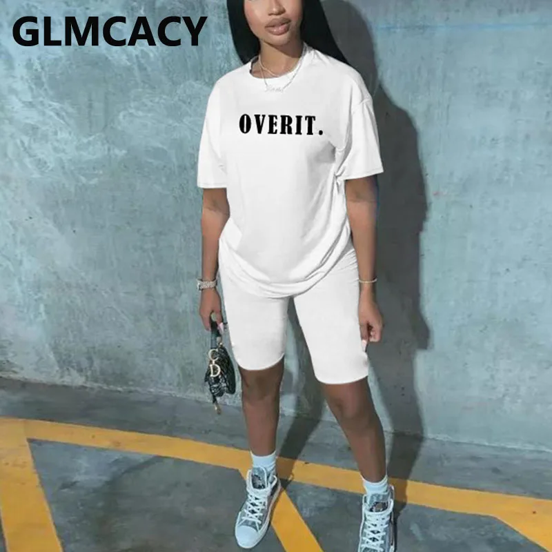 Women Summer Letter Print Short Sleeve T-shirt and Shorts Set Suit Two Piece Set Sporting Tracksuit Outfit 
Women Summer Letter Print Short Sleeve T-shirt and Shorts Set Suit Two Piece Set Sporting Tracksuit Outfit
