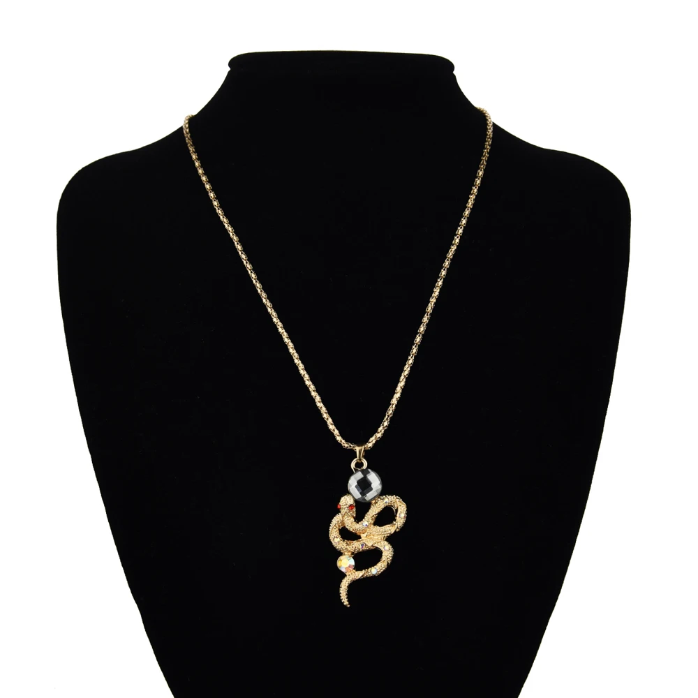 Menglina Fashion Metal Snake Necklace and Earrings Women Jewelry Set Gold Color Plated Crystal Pendant Parure Bijoux Femme | Украшения и