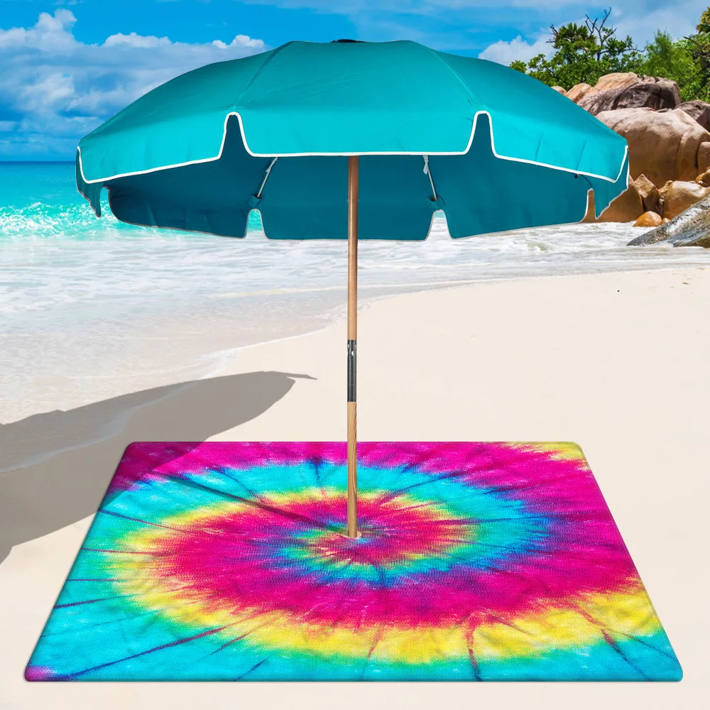 Новый квадратный пляжный коврик для покраски ленты с отверстием 8 см пляжного