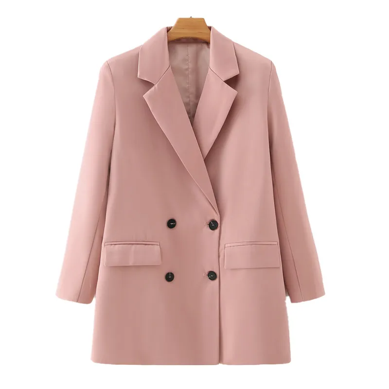 New Women 2021 Fashion Solid Pink Blazer Coat Vintage Double Breasted Long Sleeve Jacket Female Outerwear Chic Tops
New Women 2021 Fashion Solid Pink Blazer Coat Vintage Double Breasted Long Sleeve Jacket Female Outerwear Chic Tops