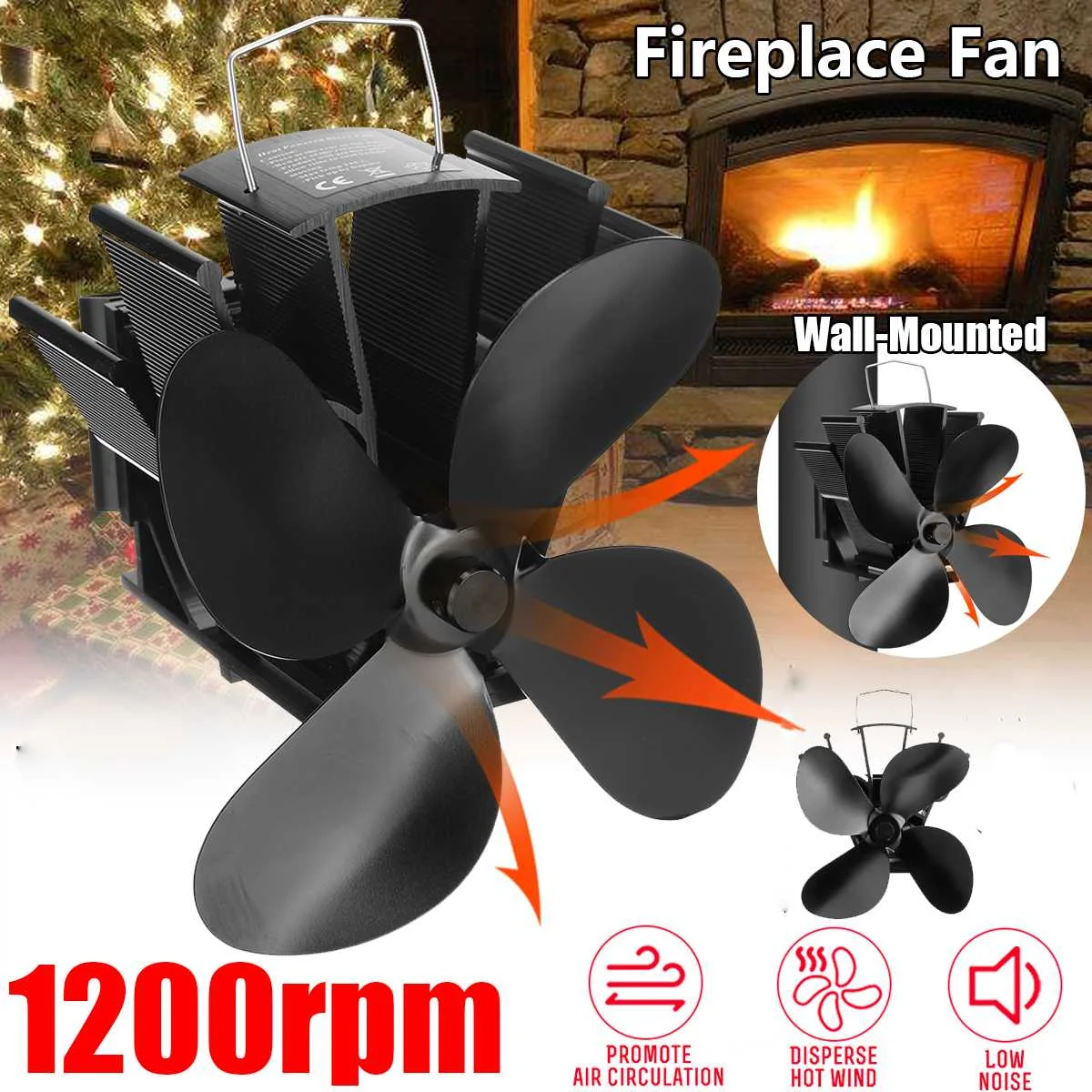 Black Fireplace 4 Blades Heat Powered Stove Fan Log Wood Burner Eco fan Quiet Home Fireplace Fan Efficient Heat Distribution
Black Fireplace 4 Blades Heat Powered Stove Fan Log Wood Burner Eco fan Quiet Home Fireplace Fan Efficient Heat Distribution