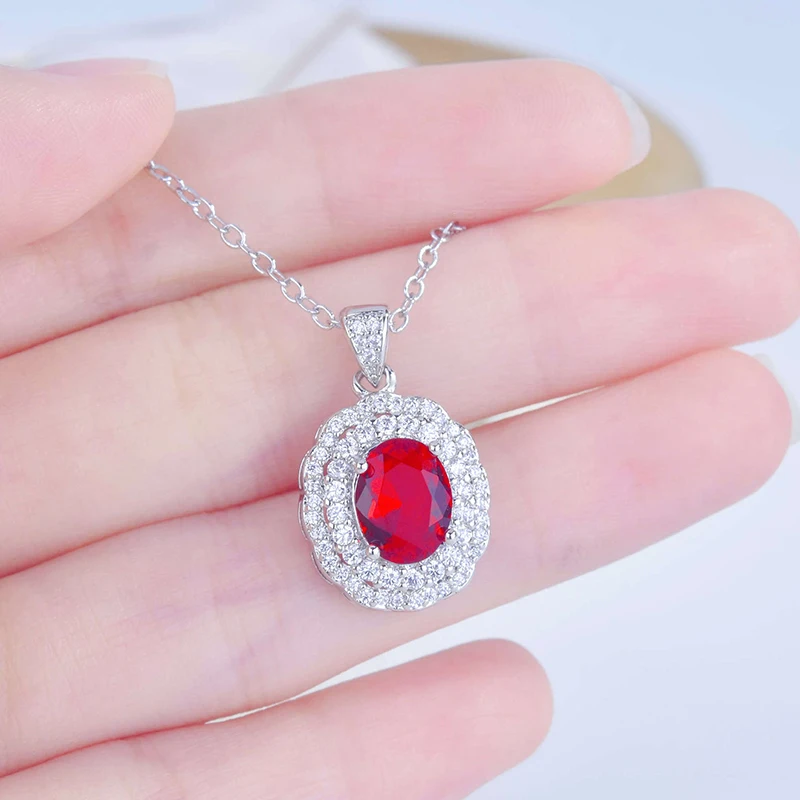 Luxury Vintage Silver Plated Oval Zircon Pendant Necklaces For Women Shine Red CZ Stone Inlay Fashion Jewelry Wedding Party Gift
Luxury Vintage Silver Plated Oval Zircon Pendant Necklaces For Women Shine Red CZ Stone Inlay Fashion Jewelry Wedding Party Gift