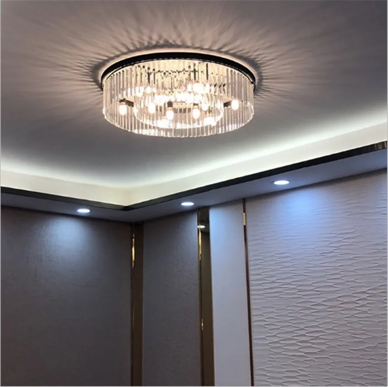 Modern minimalist suction dual-use lamp restaurant crystal bedroom round ceiling atmospheric household American light | Лампы и