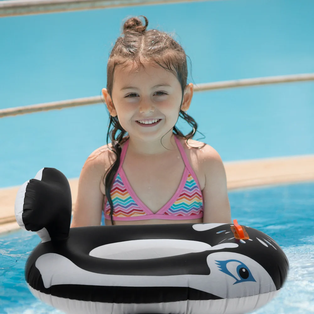 1pc Baby Pool Float Seat Swim Ring Whale Design Swimming Ring Swim Pool Toy