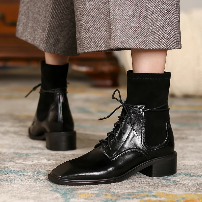 2021 Winter Women Boots Square Toe Ankle Boots Bullock Modern Boots Stretch Retro Women Shoes 4cm heels Genuine Leather
2021 Winter Women Boots Square Toe Ankle Boots Bullock Modern Boots Stretch Retro Women Shoes 4cm heels Genuine Leather