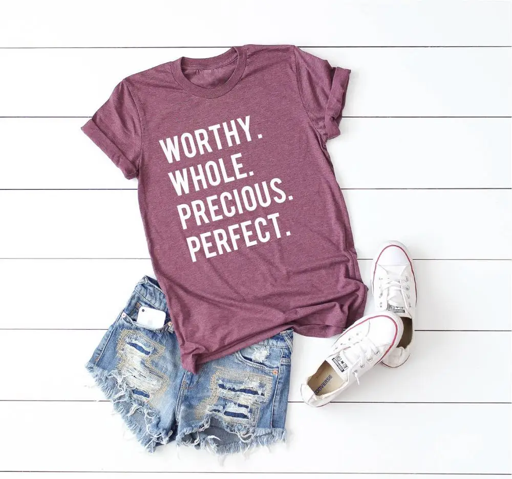 Christian t shirts for Women,Worthy Whole Precious Inspirational cotton casual young hipster tees grunge tumblr slogan top-L834
Christian t shirts for Women,Worthy Whole Precious Inspirational cotton casual young hipster tees grunge tumblr slogan top-L834