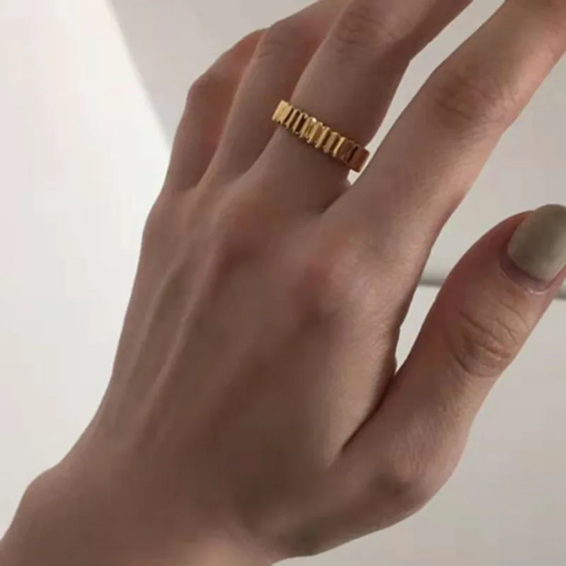Joolim высокого класса 18K Золото PVD Модные Простые Асимметричные плетеные кольца для