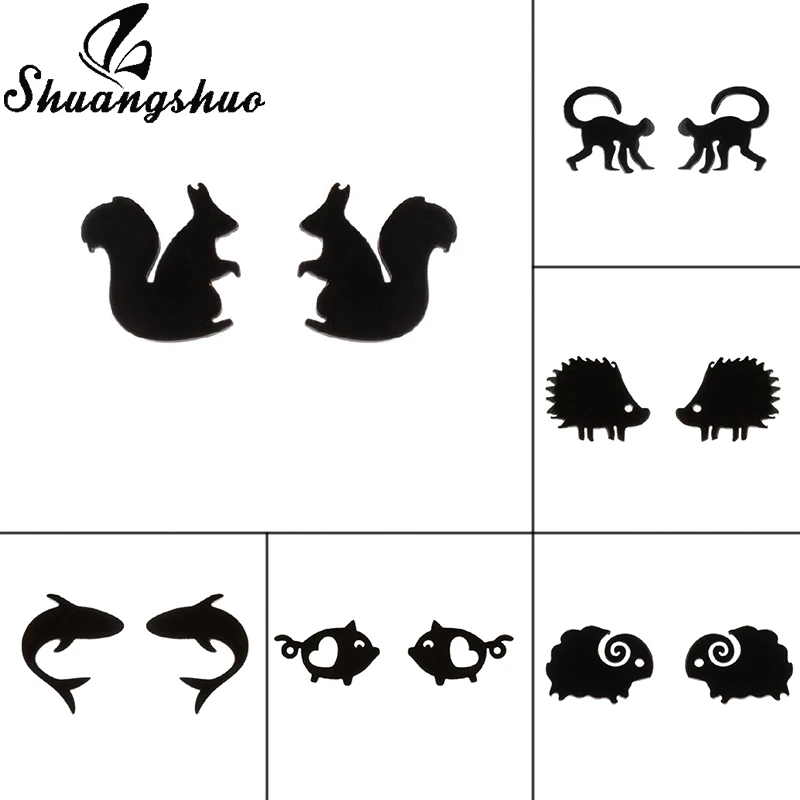 Shuangshuo Stainless Steel Squirrel Stud Earrings for Women Black Color Cute Animal Small Earring Fashion Jewelry Girls Gift
Shuangshuo Stainless Steel Squirrel Stud Earrings for Women Black Color Cute Animal Small Earring Fashion Jewelry Girls Gift