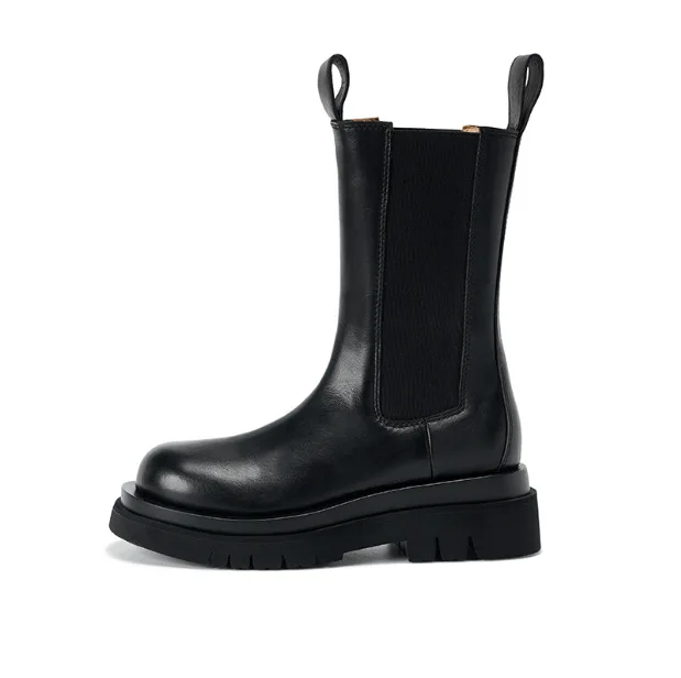 British style, thick soled Knight boots, Chelsea short boots, women's net red Style boots leather 
British style, thick soled Knight boots, Chelsea short boots, women's net red Style boots leather