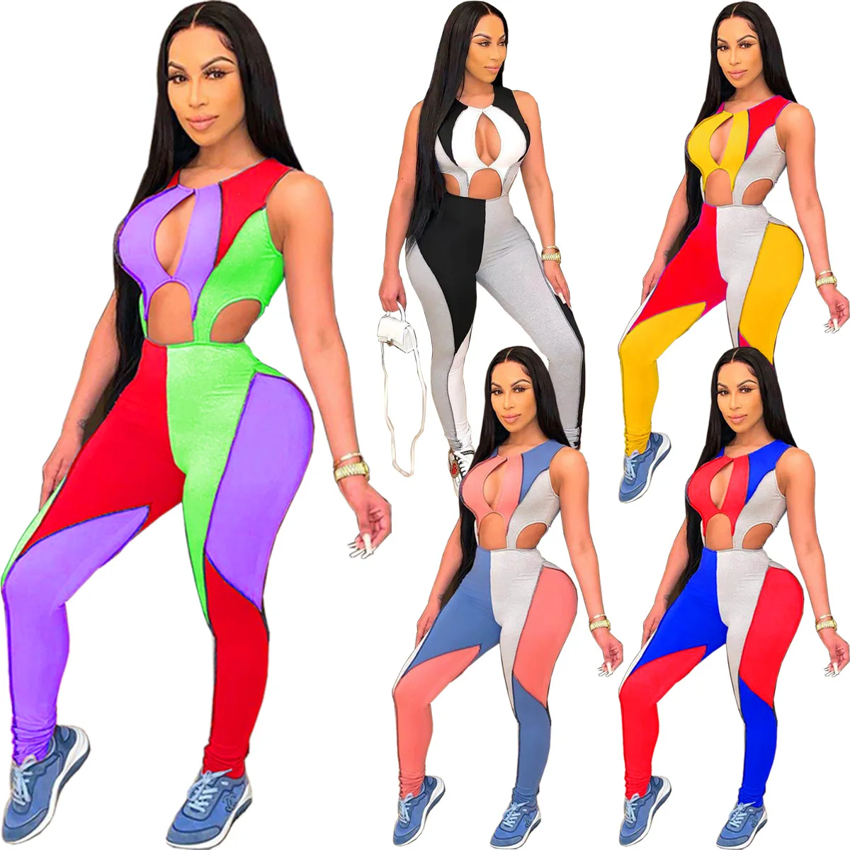 Tight Fashion Casual 2021 Women's Multicolor Splicing Hollow Out Jumpsuit Women's Jumpsuit Exercise Yoga Cycling Race Jumpsuit
Tight Fashion Casual 2021 Women's Multicolor Splicing Hollow Out Jumpsuit Women's Jumpsuit Exercise Yoga Cycling Race Jumpsuit