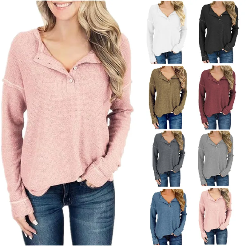 2021 Women Hot Sale Casual Loose Cotton V-Neck Long Sleeve T-Shirt Tops Female Fashion Solid With Button Ladies Casual Clothing
2021 Women Hot Sale Casual Loose Cotton V-Neck Long Sleeve T-Shirt Tops Female Fashion Solid With Button Ladies Casual Clothing