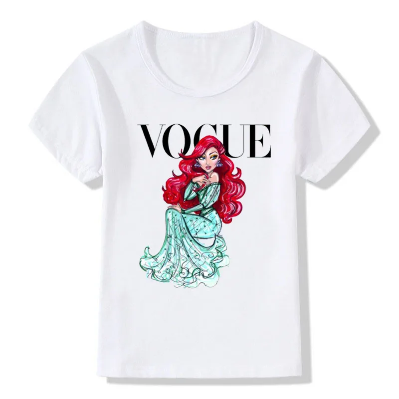 VOGUE Harajuku/Летняя Повседневная футболка с принтом принцессы 12 цветов для девочек