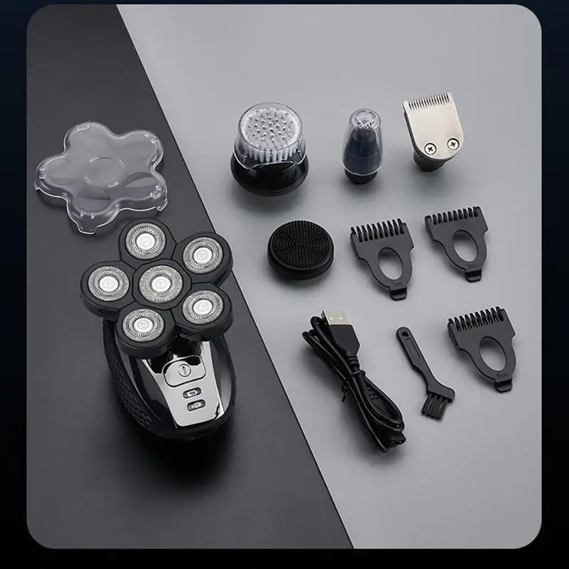 5 In 1 Multi-Function Electric Shaver Razor Rechargeable Beard Nose Ear Hair Trimmer Men's 6D Floating Heads Bald Head Shaver
5 In 1 Multi-Function Electric Shaver Razor Rechargeable Beard Nose Ear Hair Trimmer Men's 6D Floating Heads Bald Head Shaver