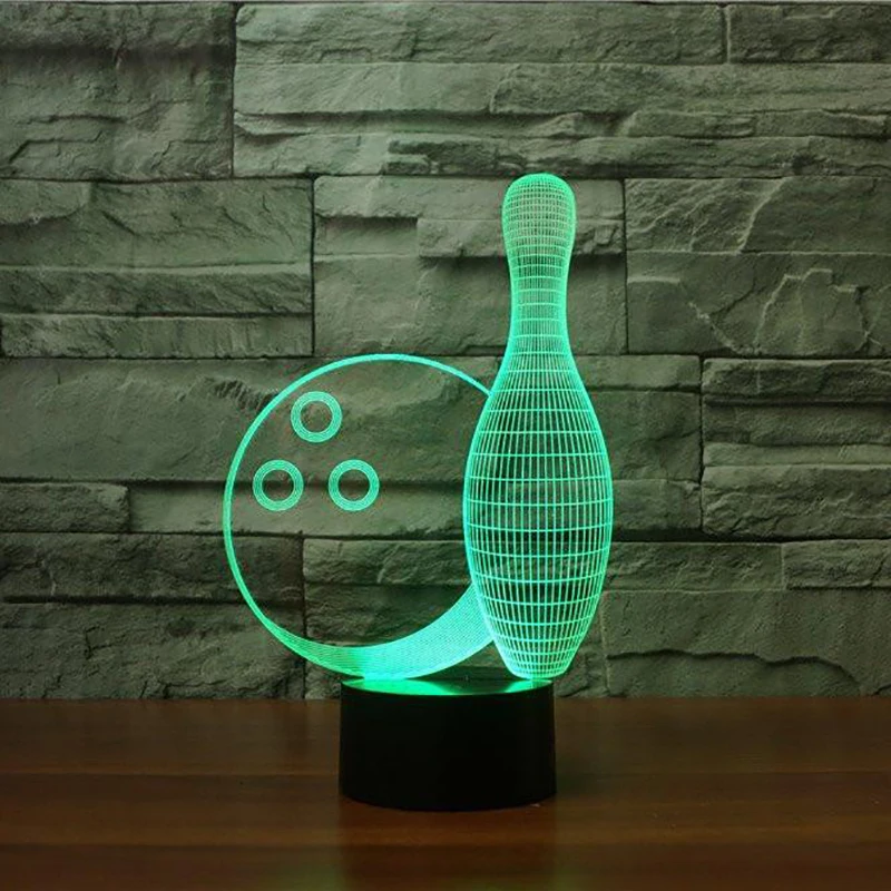 Фото Дистанционное управление Боулинг шар 3D свет светодиодный настольная лампа
