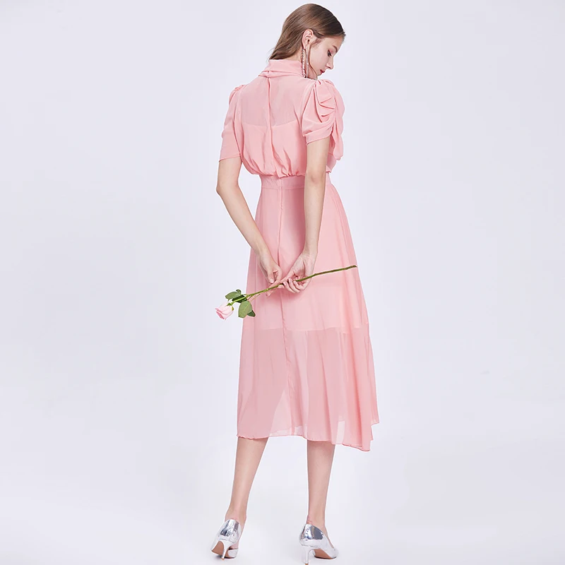 Summer Women Runway Designer Beading Chiffon Dress Robe High Quality Bow Tie Stand Collar Bohemian Pleated Dress Vestidos
Summer Women Runway Designer Beading Chiffon Dress Robe High Quality Bow Tie Stand Collar Bohemian Pleated Dress Vestidos