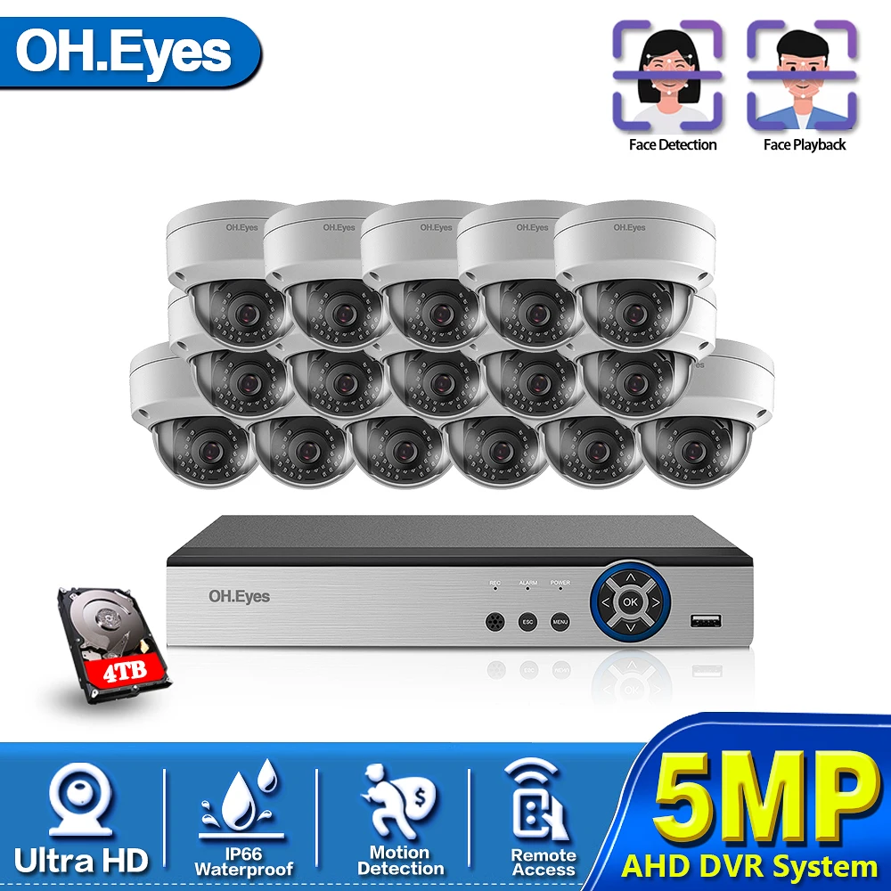 CCTV Camera Security System 16CH DVR NVR Video Surveillance System 5MP AHD Outdoor Weatherproof CCTV Camera System Night Vision
CCTV Camera Security System 16CH DVR NVR Video Surveillance System 5MP AHD Outdoor Weatherproof CCTV Camera System Night Vision