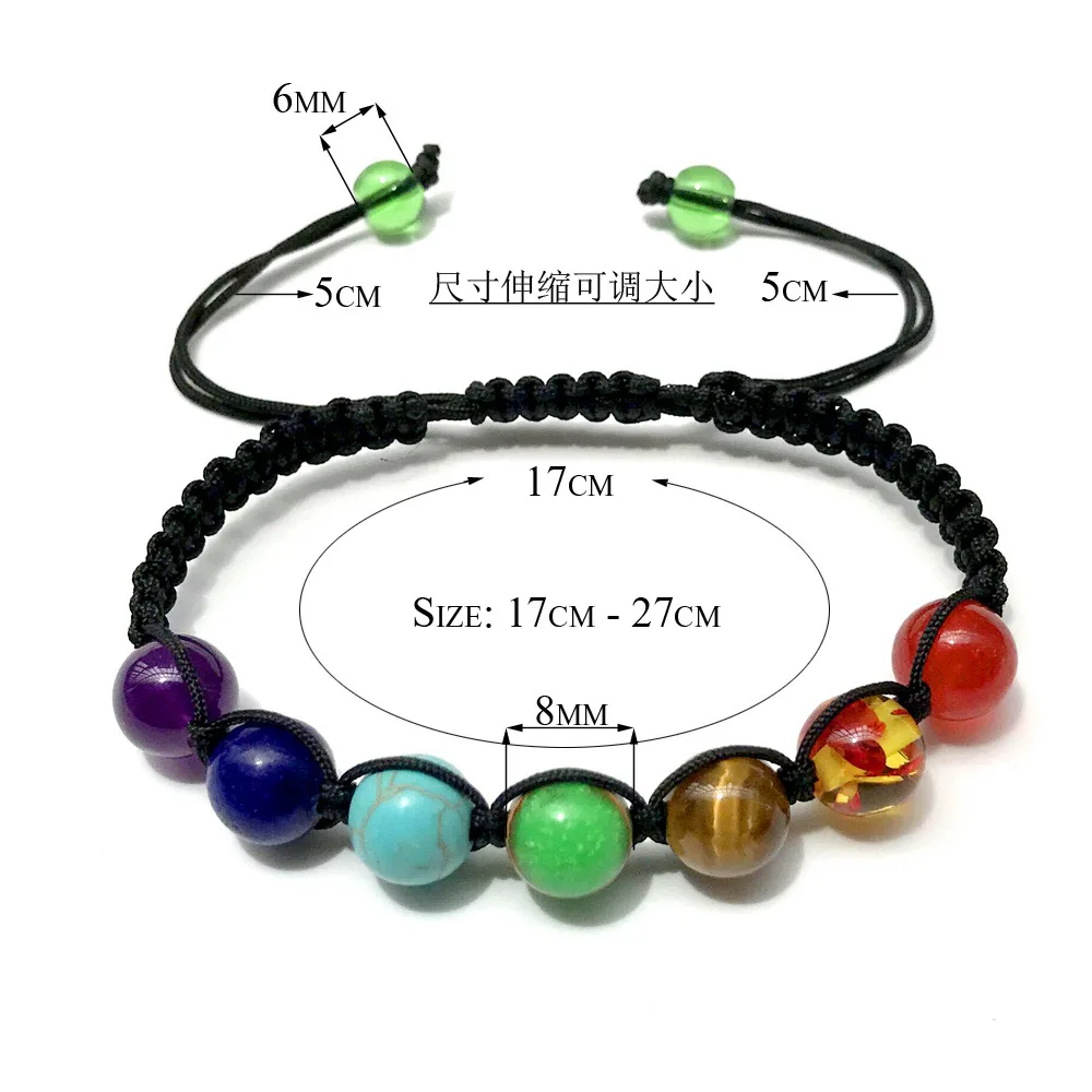 2021 New 8mm Seven-color Rainbow Stone Weaving Healing Reiki Prayer Balance Yoga 7 Chakra Bracelet Wish Hot Style Bijoux
2021 New 8mm Seven-color Rainbow Stone Weaving Healing Reiki Prayer Balance Yoga 7 Chakra Bracelet Wish Hot Style Bijoux