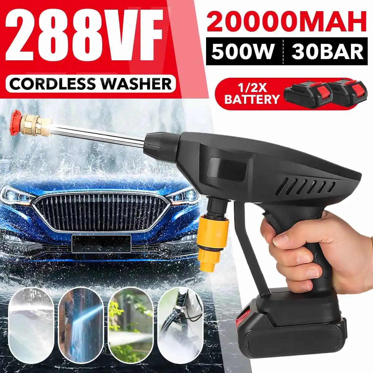 20000mAh 30BAR Cordless High Pressure Car Washer Rechargeable Car Wash Gun Electric Water Gun Foam Machine for Makita 18V Batter
20000mAh 30BAR Cordless High Pressure Car Washer Rechargeable Car Wash Gun Electric Water Gun Foam Machine for Makita 18V Batter
