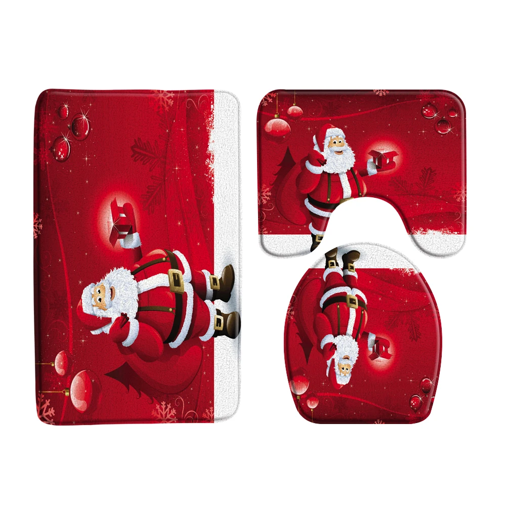 Red Santa Claus Christmas Decor Door Mat Flannel Floor Pad Xmas Bathroom Non-slip Carpet Toilet Lid Cover Foot Rug Bath Mats Set
Red Santa Claus Christmas Decor Door Mat Flannel Floor Pad Xmas Bathroom Non-slip Carpet Toilet Lid Cover Foot Rug Bath Mats Set