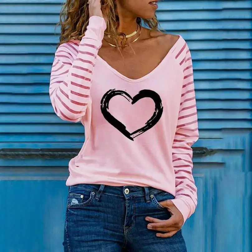 Casual Women V Neck Heart Print Blouses Shirts Elegant Hollow Out Halter Pullover Tops Sexy Striped Patchwork Long Sleeve Blusas
Casual Women V Neck Heart Print Blouses Shirts Elegant Hollow Out Halter Pullover Tops Sexy Striped Patchwork Long Sleeve Blusas