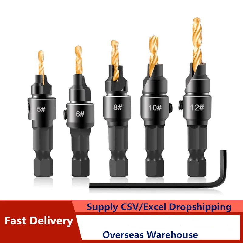 5pcs Countersink Drill Woodworking Drill Bit Set Drilling Pilot Holes For Screw Sizes #5 #6 #8 #10 #12 Drill Bit Screw-gun drops
5pcs Countersink Drill Woodworking Drill Bit Set Drilling Pilot Holes For Screw Sizes #5 #6 #8 #10 #12 Drill Bit Screw-gun drops