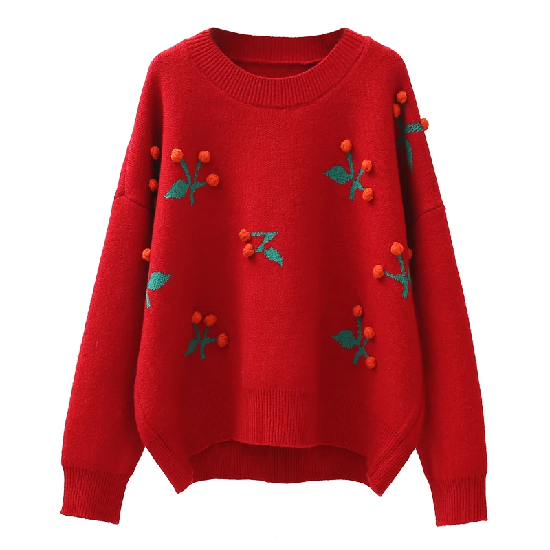 Cherry Loose Knitted Women Sweaters And Pullovers O-Neck Long-Sleeved Thicken Warm Lady Elegant Pulls Outwear Tops
Cherry Loose Knitted Women Sweaters And Pullovers O-Neck Long-Sleeved Thicken Warm Lady Elegant Pulls Outwear Tops