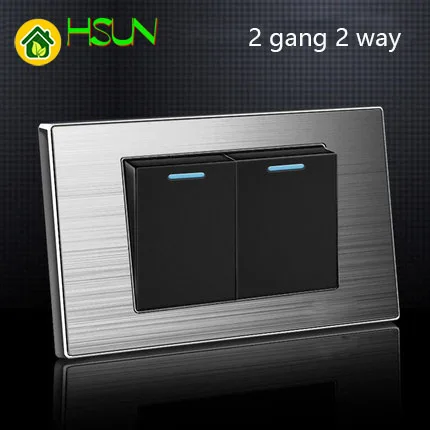 Us Standard 2 Gang 2 Way On / Off Wall Light Switch With Led Indicator Stainless Steel Panel 118mm * 72mm
Us Standard 2 Gang 2 Way On / Off Wall Light Switch With Led Indicator Stainless Steel Panel 118mm * 72mm