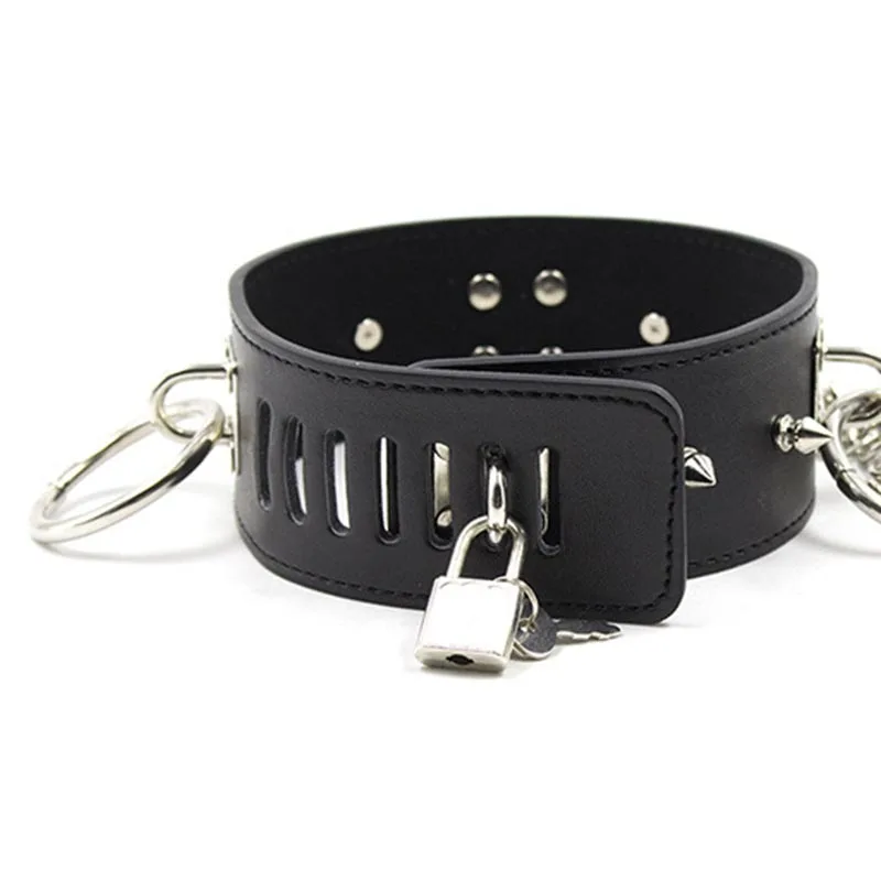 PU Leather Neck Choker Collar with Metal Rings and Spikes Punk Heavy Metal Neck Brace Puppy Role Play Harness
PU Leather Neck Choker Collar with Metal Rings and Spikes Punk Heavy Metal Neck Brace Puppy Role Play Harness