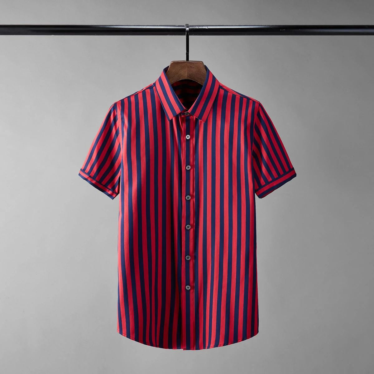 

Minglu протектор летние мужские футболки класса люкс с коротким рукавом, крашенная в пряже, полосатая блуза, мужские нарядные рубашки мода Slim ...