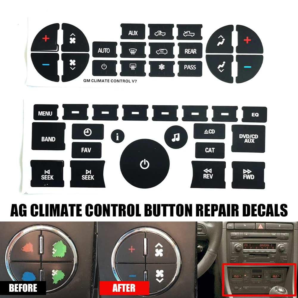 for GM Chevrolet Car Radio Dashboard Button Repair Decorative Sticker A/C Button Sticker Interior Decor Car Decals Accessories
for GM Chevrolet Car Radio Dashboard Button Repair Decorative Sticker A/C Button Sticker Interior Decor Car Decals Accessories