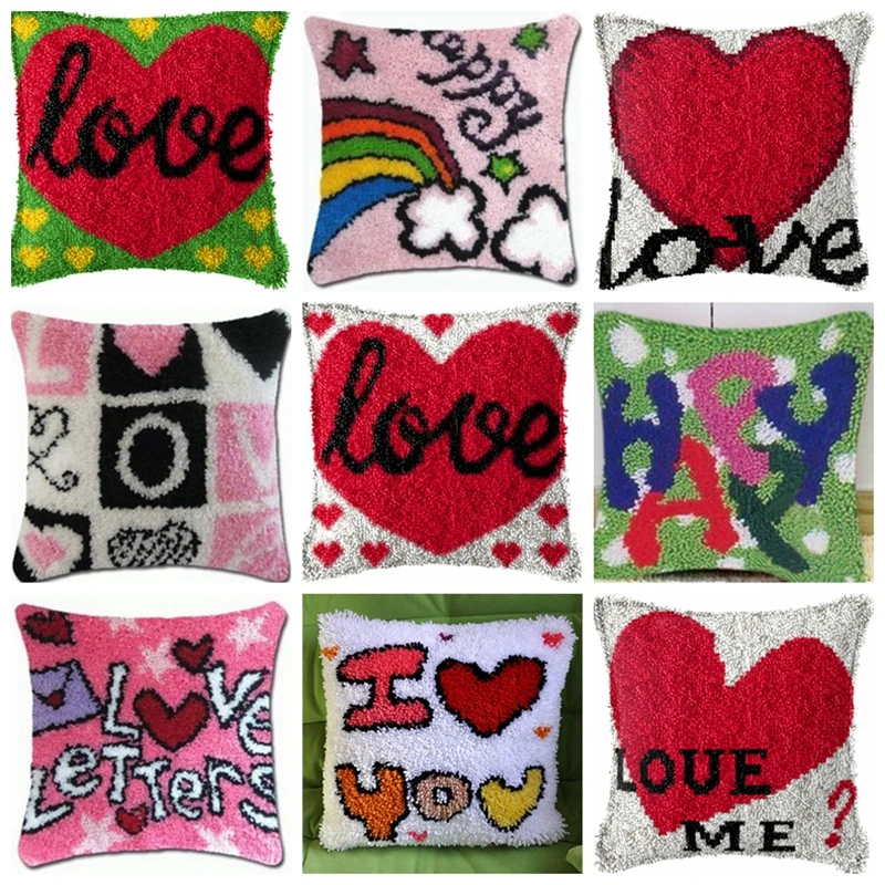 Latch Hook Cushion Love with Heart Pillow Case Pre-Printed Canvas Acrylic Yarn Latched Hook Pillow Kit Crochet Cushion Cover DIY
Latch Hook Cushion Love with Heart Pillow Case Pre-Printed Canvas Acrylic Yarn Latched Hook Pillow Kit Crochet Cushion Cover DIY