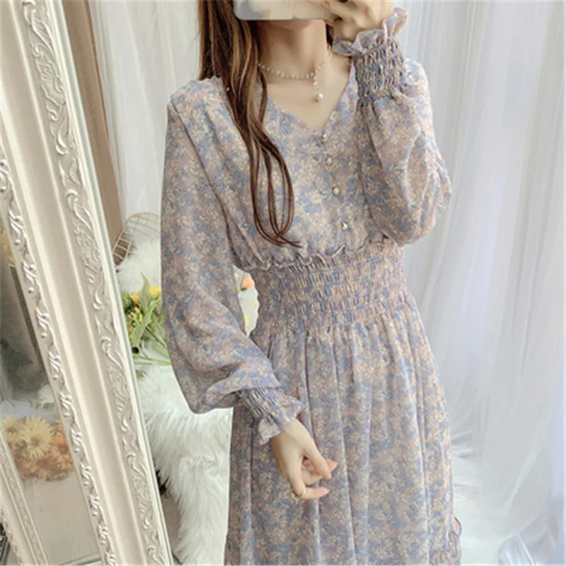Temperament Floral Chiffon Dress Spring Autumn Dress Women 2021 New Lady Style Fairy Long Sleeve V-neck Dress 153A
Temperament Floral Chiffon Dress Spring Autumn Dress Women 2021 New Lady Style Fairy Long Sleeve V-neck Dress 153A